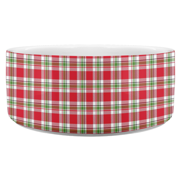 Christmas plaid pet bowl