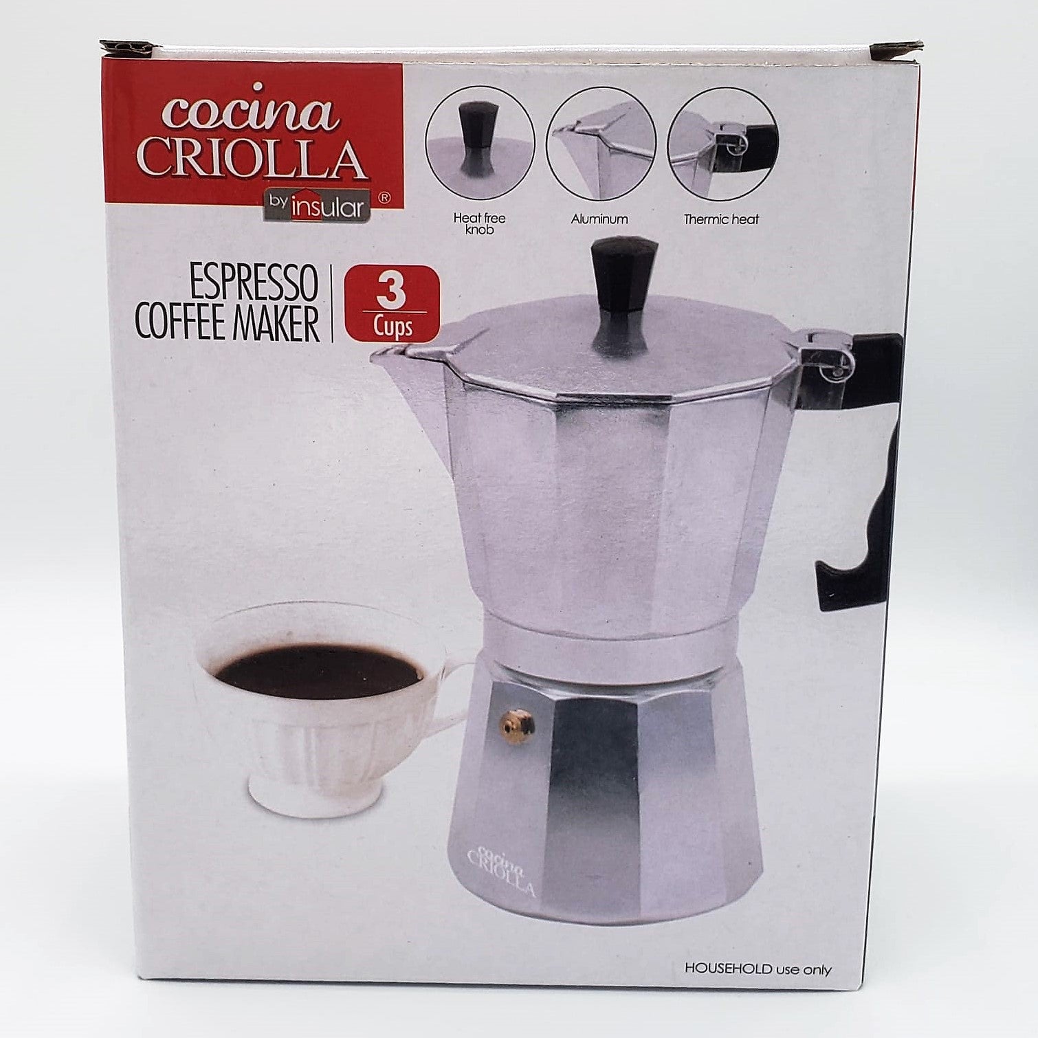 COCINA CRIOLLA 6 CUPS ALUMINIUM 5 MINUTES EXPRESS COFFEE MAKER GRECA DE CAFE