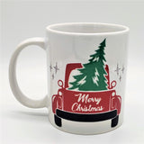 red Christmas truck coffee mug